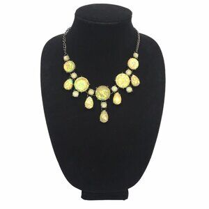 Pendant Necklace Earring Set Yellow Pewter Gray Elegant Fancy Prom Jewelry